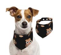 Lindos búhos Marrones de Dibujos Animados,Pañuelos de algodón para Perros, Bufandas Ajustables para Mascotas,M