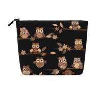 Lindos búhos marrones de dibujos animados, una bolsa de maquillaje de viaje versátil, ideal para rutinas diarias y viajes de negocios, Black, Talla única, Neceser