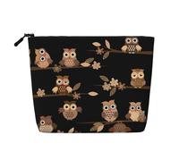 Lindos búhos marrones de dibujos animados, una bolsa de maquillaje de viaje versátil, ideal para rutinas diarias y viajes de negocios, Black, Talla única, Neceser