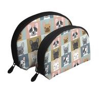 Lindos Bulldogs franceses, Bolsa de Maquillaje de Concha, Monedero pequeño para Mujer, Bolsa de artículos de tocador, Bolsa de cosméticos, 2 Piezas