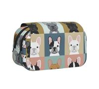 Lindos Bulldogs franceses Estuche para lápices portátil con Doble Concha y Cremallera