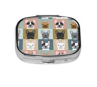 Lindos bulldogs franceses, Pastillero cuadrado para bolsillo o monedero, pequeño contenedor de pastillas, organizador de pastillas de viaje