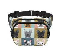 Lindos Bulldogs franceses,Riñonera Cuadrada de Doble Capa, Bolso de Viaje, Bolso Informal para el Pecho.