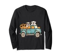 Lindos Bulldogs ingleses otoñales Calabazas Girasoles Perros de otoño Manga Larga