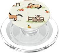 Lindos Caballos y Manzanas en diseño de Acuarela de Campo PopSockets PopGrip para MagSafe