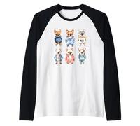 Lindos cachorros con capucha estilo bulldog francés Camiseta Manga Raglan