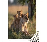 Lindos Cachorros de león Jugando y retozando a lomos de su Leona Rompecabezas para Adultos || De Diversión Familiar 38x26cm/1000pcs