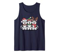 Lindos Cachorros de Navidad Huskies siberianos de Navidad Camiseta sin Mangas