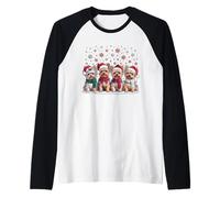 Lindos Cachorros navideños de Invierno para Perros Camiseta Manga Raglan