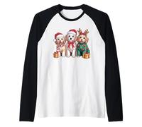 Lindos Cachorros navideños de Invierno para Perros Camiseta Manga Raglan