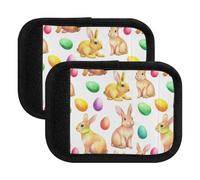 Lindos conejos de Pascua con diseño de huevos de Pascua, color blanco, para asa de equipaje, funda protectora para maletas, 5.9 x 4.3 pulgadas, Cute Rabbits - Huevos de Pascua blancos, Set of 4