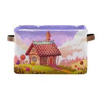 Lindos contenedores de almacenamiento de pan de jengibre para casa de clóset, caja de almacenamiento decorativa con asa para el hogar