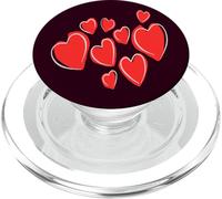 Lindos Corazones Dibujado A Mano Rojo Profundo Doodle PopSockets PopGrip para MagSafe