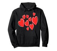 Lindos Corazones Dibujado A Mano Rojo Profundo Doodle Sudadera con Capucha