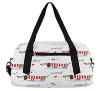 Lindos Dachshunds Woof Kids Overnight Duffle Bags para niñas y niños, bolsa de gimnasio ligera deportiva para niños, bolsa de viaje pequeña para fin de semana, bolsa de viaje para baile, Lindos perros
