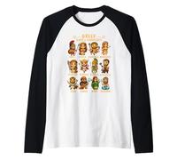 Lindos Dioses y diosas de la mitología Griega Antigua Chibi Camiseta Manga Raglan