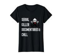 Lindos documentales de Asesinos en Serie y Amantes del Crimen Verdadero escalofriante Camiseta gráfica económica, Mujer, Negro, L