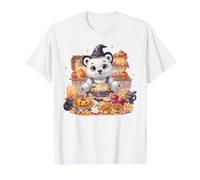 Lindos Dulces de Halloween para Hornear Oso de Bruja Camiseta gráfica económica, Hombre, Blanco, S