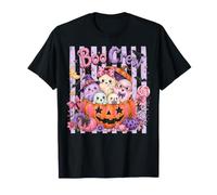 Lindos Fantasmas de Halloween en Pumpkin Boo Preppy Stripe Girls Camiseta