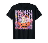Lindos Fantasmas de Halloween en Pumpkin Boo Preppy Stripe Girls Camiseta gráfica económica