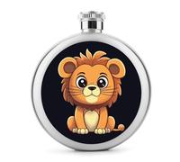 Lindos frascos de whisky de león de dibujos animados, pequeño frasco portátil de licor de viaje, termo de acero inoxidable a prueba de fugas para bodas, padrinos de boda, regalo de dama de honor, 5