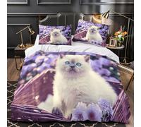 Lindos gatitos Funda de Edredón Impresión 3D Juego de 3 Piezas Cremallera Oculta incluye Fundas de Almohada Suave Aventura en el cielo de fantasía Funda Edredon for Adolescentes King（220x240cm）