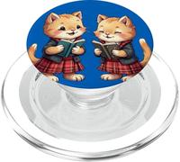Lindos gatitos naranjas leyendo quemas noche poesía PopSockets PopGrip para MagSafe