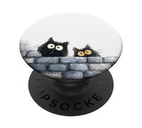 Lindos Gatos Curiosos Mirando Divertidos Ojos Anchos Gatitos PopSockets PopGrip Adhesivo