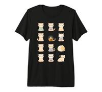 Lindos Gatos meditadores Kawaii Zen Feline Design Camiseta Premium