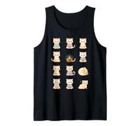 Lindos Gatos meditadores Kawaii Zen Feline Design Camiseta sin Mangas