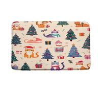 Lindos Gatos Navideños, Divertidos Animales Abstractos, Gatitos, Adorables Árboles De Navidad De Dibujos Animados. Alfombra Antideslizante Alfombra Baño Lavable Alfombrilla De Baño para 40X60Cm
