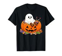 Lindos Ghost Kitten Candies Pumpkin Orange Socks Spooky Ghost Camiseta