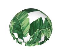 Lindos gorros de ducha de hojas de palma verdes para mujeres y hombres, reutilizables, impermeables, antideslizantes, de secado rápido, gorra grande, pelo largo y corto