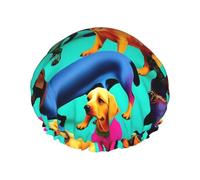 Lindos gorros de ducha de perros salchicha, gorros de baño impermeables, reutilizables, gorros de ducha para mujeres y mujeres