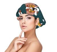 Lindos huesos de perro, patas de cachorro y corazones de amor coloridos,Gorro de dormir de satén para adultos - Gorro de dormir elástico para mujer, cubrecabello nocturno