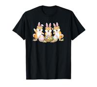 Lindos Huevos de Pascua Shiba Inu con Orejas de Conejo Kawaii Bailando Camiseta
