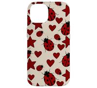 Lindos Insectos Rojos Amantes Estrellas Corazones Amarillo patrón Retro Insecto Carcasa para iPhone 14
