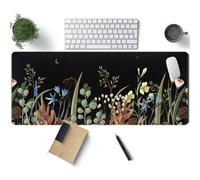 Lindos juegos de flores silvestres negras Mat de escritorio de mouse de mouse Star Moon Mousepad grande XL Big Big Computer y Mat Mat Mat Desk Mat co
