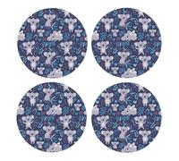 Lindos Koalas, Animales australianos,Posavasos Redondos de Corcho MDF, Almohadilla para Tazas, Juego de 4 Posavasos para Bebidas