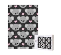 Lindos Koalas y Corazones Rosados,Rompecabezas de Madera de 300 Piezas para Adultos y Adolescentes.