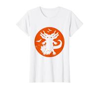 Lindos murciélagos fantasmales de Halloween Axolotl Naranja Luna Llena Vampiro Camiseta gráfica económica, Mujer, Blanco, M