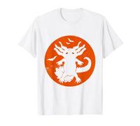 Lindos murciélagos fantasmales de Halloween Axolotl Naranja Luna Llena Vampiro Camiseta gráfica económica, Hombre, Blanco, XL