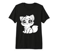 Lindos Ojos Grandes Gato ilustración Kawaii Kitty Animal Design Camiseta Premium