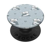 Lindos Osos Abrazando Patrones sin Fisuras Animales Azules con Corazones PopSockets PopGrip Adhesivo