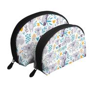 Lindos Osos Koala y Flores, Bolsa de Maquillaje de Concha, Monedero pequeño para Mujer, Bolsa de artículos de tocador, Bolsa de cosméticos, 2 Piezas