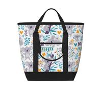 Lindos osos koala y flores,Bolsas de almuerzo de gran capacidad, bolsa de mano térmica para mujeres, hombres, trabajo, picnic, viajes.