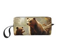 Lindos osos que juegan en el árbol, bolsas de cosméticos para mujer, bolsa de maquillaje portátil, bolsa de almacenamiento de viaje, bolsa de recepción diaria, bolsa de aseo de gran capacidad, White,