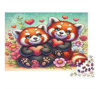 Lindos Pandas Rojos Puzzle 1000 Piezas Papel Reciclado para Adultos Puzzle para Adultos Juego difícil y desafiante Excelente Idea de Regalo para Creatividad y Regalos 38x26cm/1000pcs