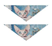 Lindos pañuelos para perros Cornish Rex Cats Vintage para bañera con botón a presión para mascotas, bonitos accesorios para mascotas para perros y gatos, paquete de 2