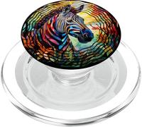 Lindos Parches Coloridos de Cebra Africana Amantes de los Animales Salvajes PopSockets PopGrip para MagSafe